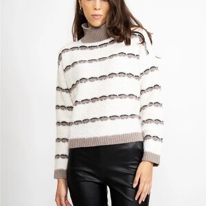Striped Cream Turtleneck Sweater